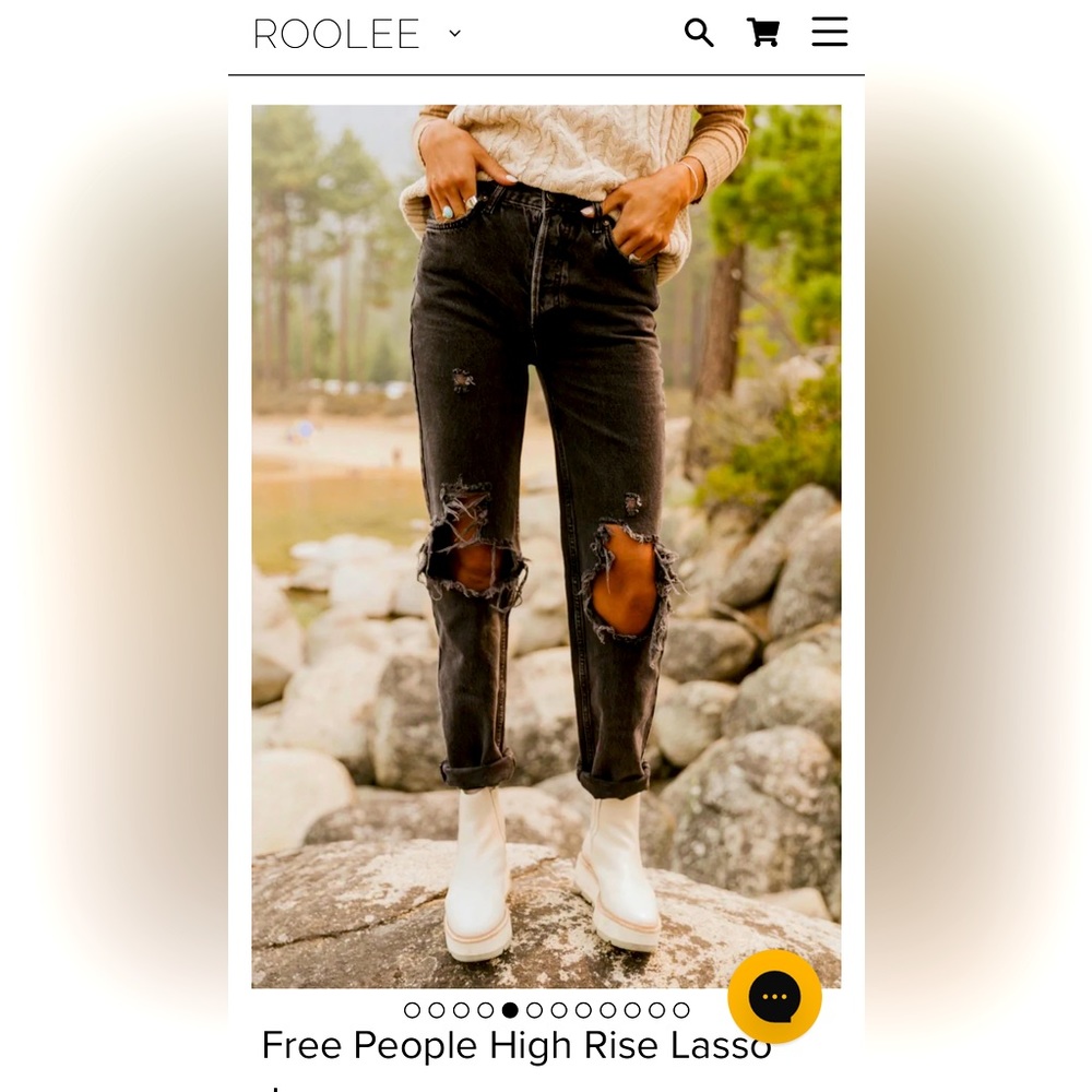 Free People High Rise Lasso Black Denim